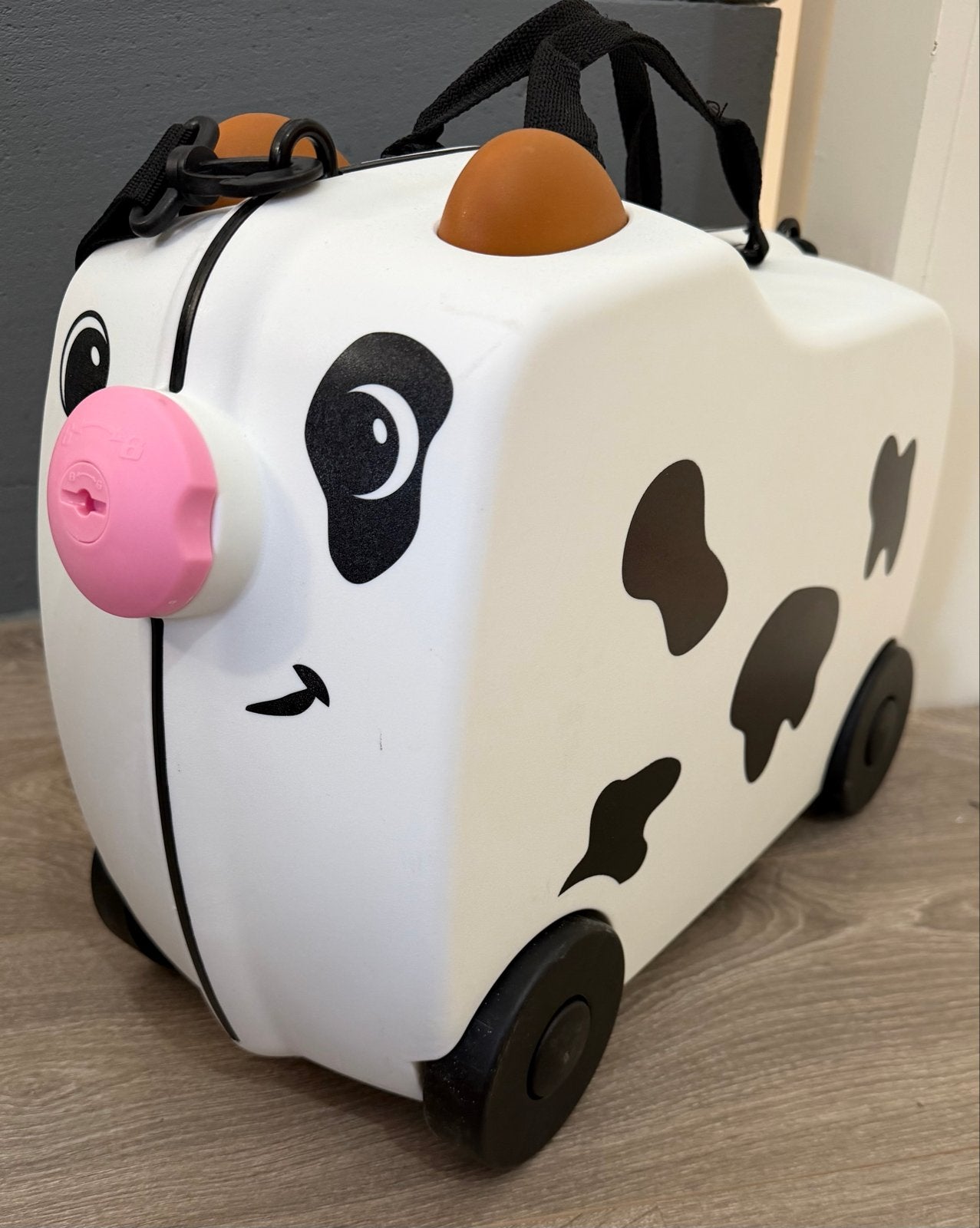 Kinder reiskoffer koe, Wieltjes, 20 tot 30 cm, Wit, Minder dan 40 cm
