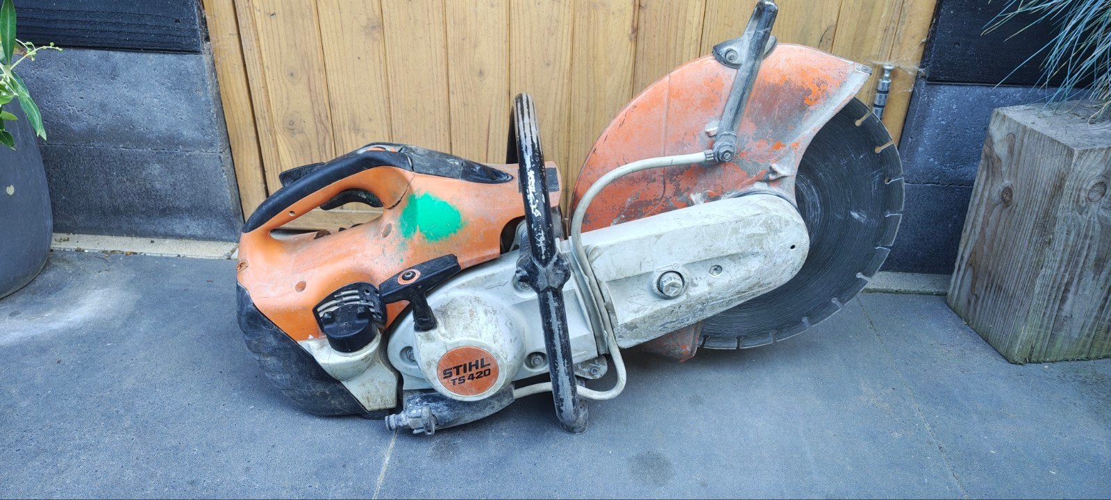 Stihl ts420 bandenzaag, Doe-het-zelf en Verbouw, Gereedschap | Zaagmachines, Stihl, Gebruikt, 70 mm of meer, Kettingzaag