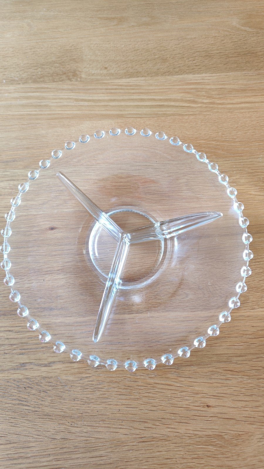 Glazen serveerschaal met 3 vakken 30 cm rond, Overige typen, Ophalen, Zo goed als nieuw, Glas