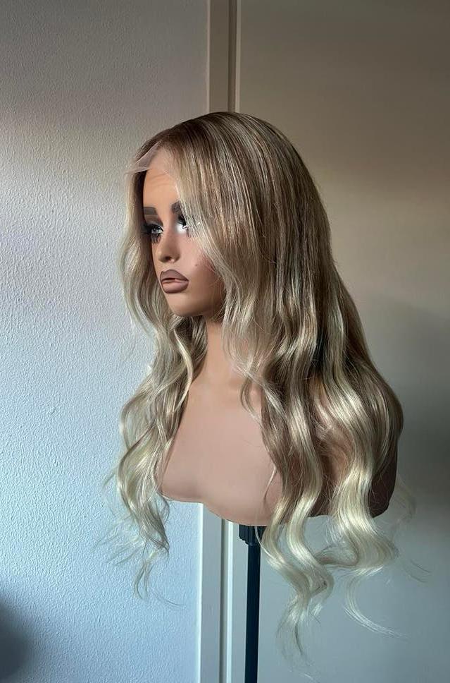 Blonde haarwerk haarstuk lace wig pruik extensions echt haar, Ophalen, Zo goed als nieuw, Pruik of Haarverlenging