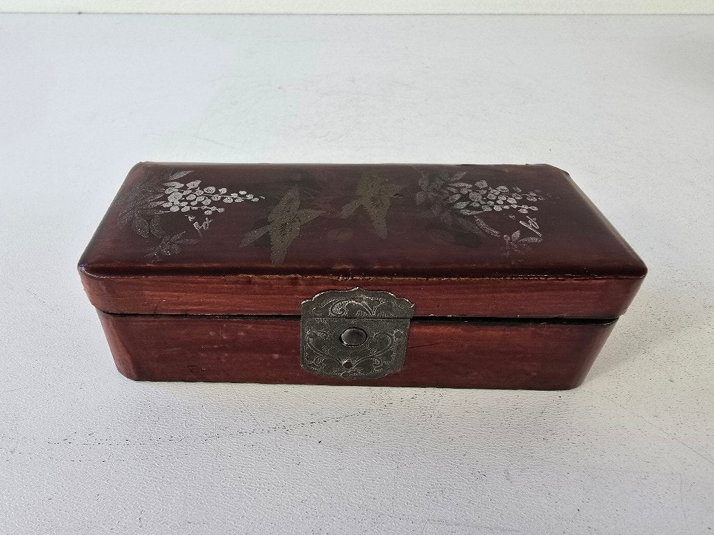 Floraal kistje vogels, hout lak, Japan, 1e helft 20e eeuw, Ophalen of Verzenden