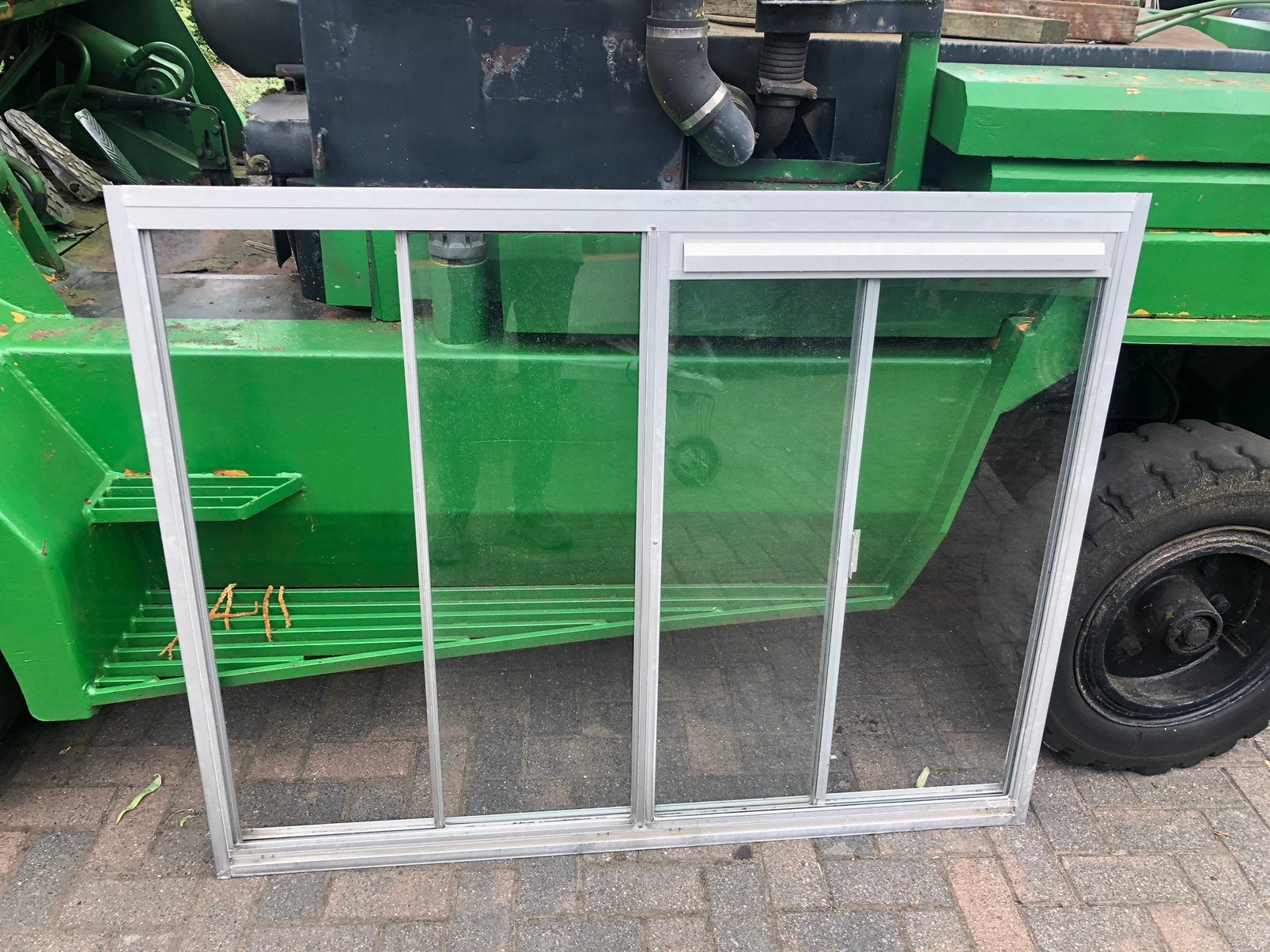Aluminium schuifraam, Doe-het-zelf en Verbouw, Kozijnen en Schuifpuien, Gebruikt, Raamkozijn, Metaal, Inclusief glas
