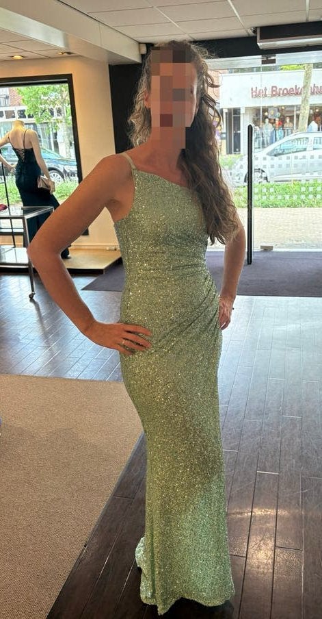 Prachtige mintgroene galajurk avondjurk pailletten maat S, Kleding | Dames, Nieuw, Ophalen of Verzenden, Maat 36 (S), Onder de knie