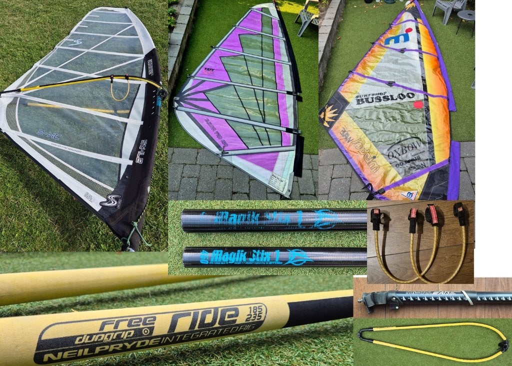 Div. surfspullen va 10 euro, zeilen mast giek trapeze lijnen, Gebruikt, 6.5 m² tot 8 m², Ophalen of Verzenden, Neilpryde