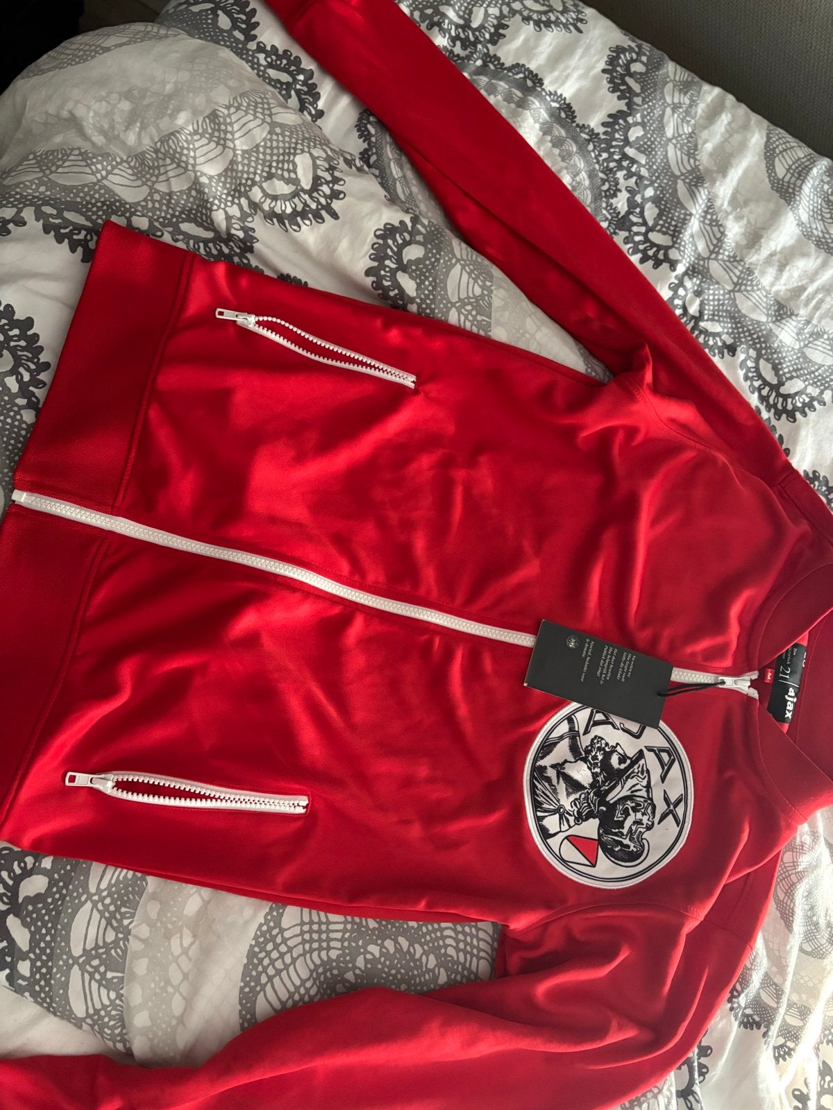 Ajax Retro Trainingsjack Rood Maat M, Ophalen, Maat 48/50 (M), Nieuw, Voetbal