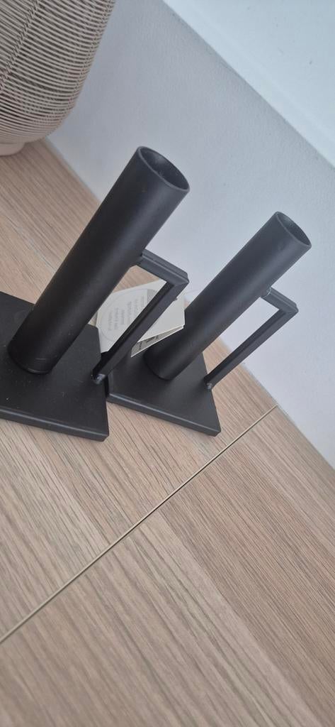 Zwarte matte kandelaars D8H12cm voor catering/decoratie, Gebruikt, Zwart, Ophalen of Verzenden, Metaal