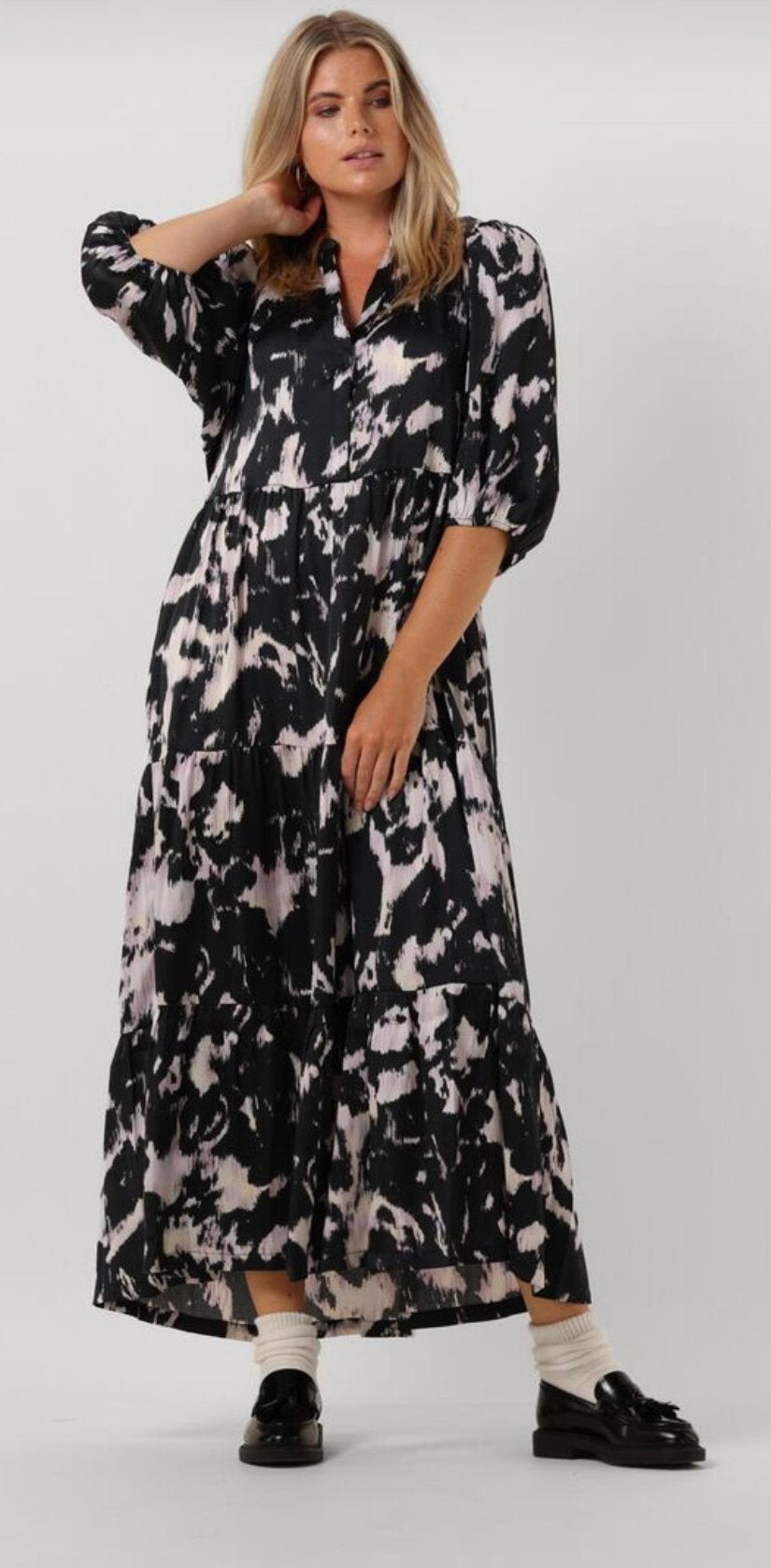 Co'couture jurk/ zwart multi maat M, Ophalen of Verzenden, Zo goed als nieuw, Zwart, Onder de knie