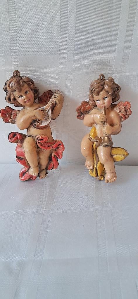 2 oude brocante Cherubijn  engeltjes, Antiek en Kunst, Curiosa en Brocante, Ophalen of Verzenden