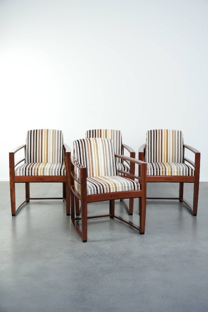 Set van 4 Art Deco design eetkamerstoelen van Schuitema, Huis en Inrichting, Ophalen, Bruin, Schuitema, Zo goed als nieuw