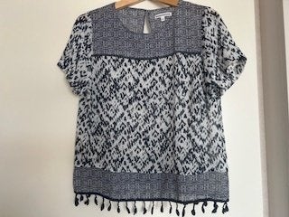 blouse met franje rand, Maat 38/40 (M), Blauw, Tramontana, Ophalen of Verzenden