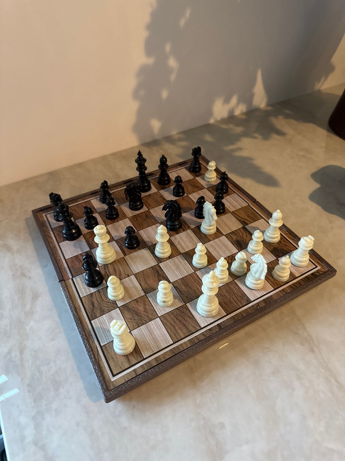 Opvouwbaar Magnetisch Schaakspel 25x25cm, Een of twee spelers, Ophalen of Verzenden, Zo goed als nieuw, Reisspel