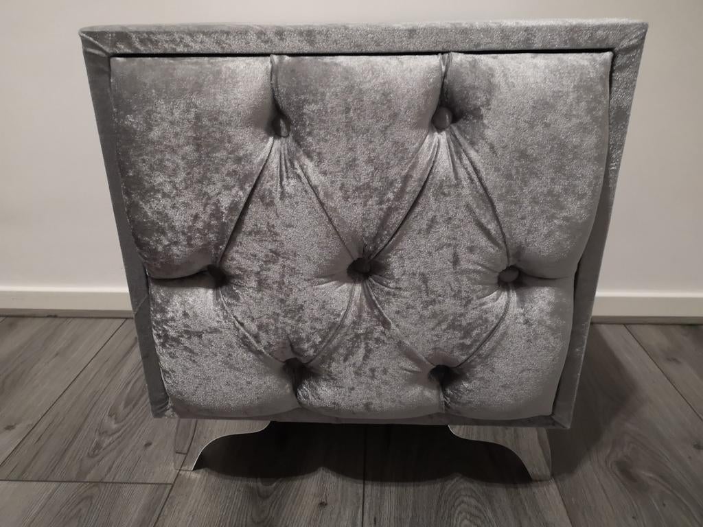 Nachtkastje Eric Kuster style velvet grijs NIEUW!, Ophalen, Nieuw