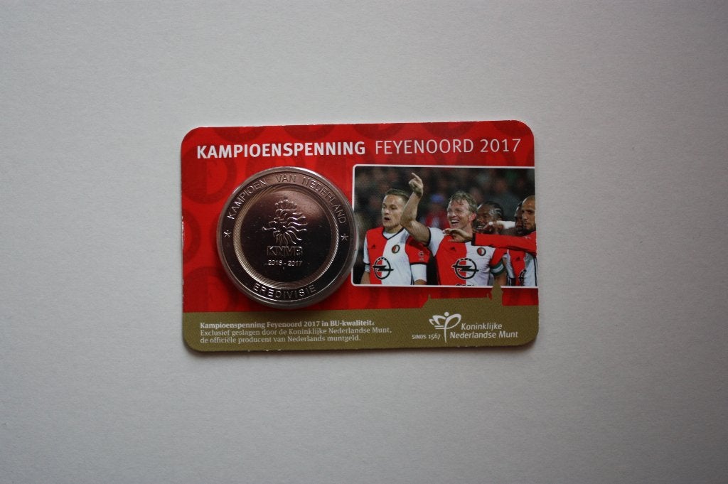 Kampioenspenning Feyenoord 2017 BU in coincard, Verzenden, Overige materialen, Nederland