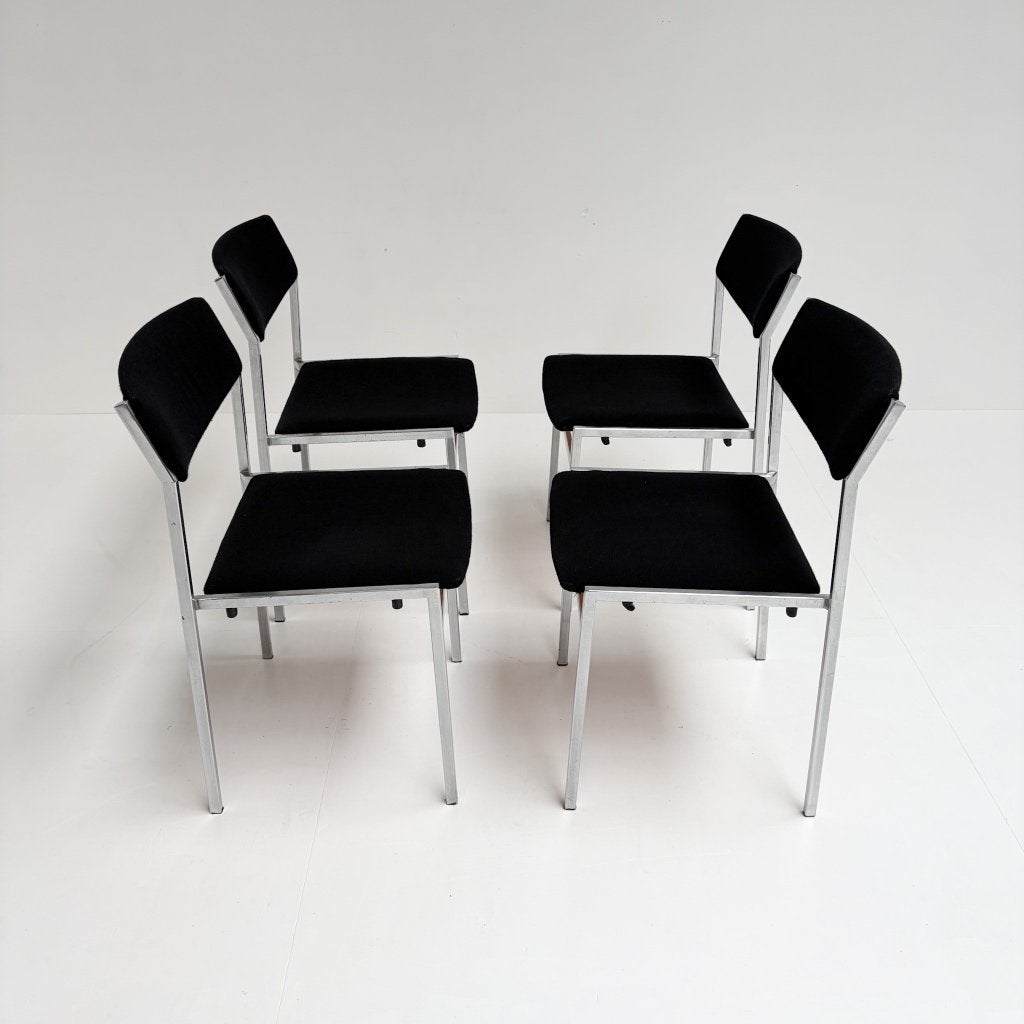 Set 4 Van Gijs van der Sluis stapelstoelen, 1970’s, Gebruikt, Zwart, Design, Gijs van der Sluijs