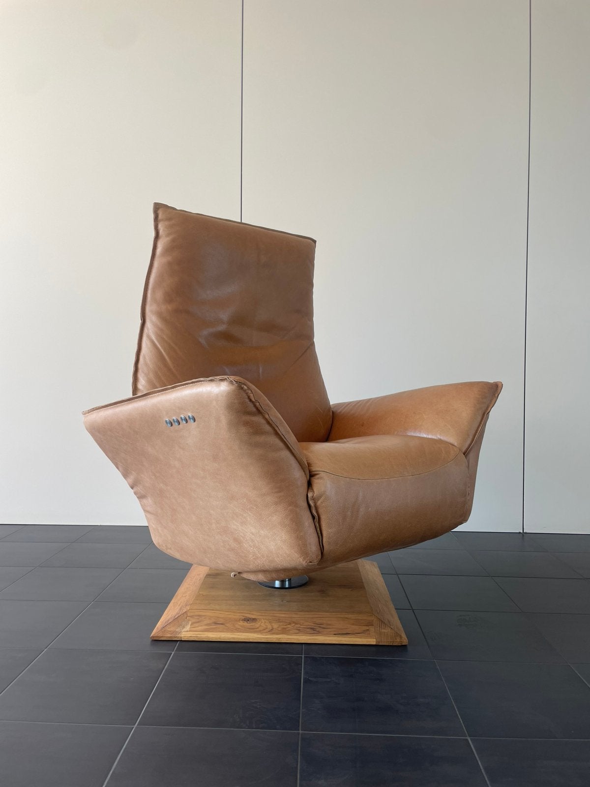 Z.g.a.n. cognac leren chill line Jesse relax fauteuil, Huis en Inrichting, Fauteuils, Ophalen, 75 tot 100 cm, 50 tot 75 cm, A