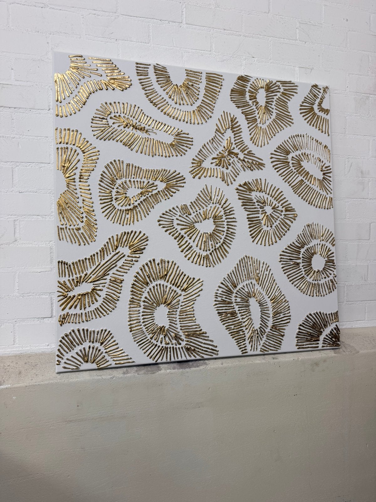 Schilderij paneel stuc goud wanddecoratie kunst, Ophalen, Zo goed als nieuw, Nvt, Nvt