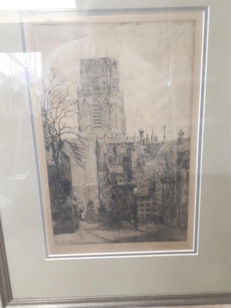 Te Koop: Ets Rotterdam - Eug. Rensburg Nr. 43/50., Antiek en Kunst, Ophalen of Verzenden, Stadsgezicht, Ets