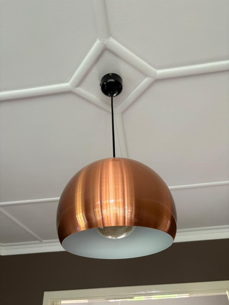 Prachtige koperkleurige hanglamp, Huis en Inrichting, Lampen | Hanglampen, Ophalen of Verzenden, Zo goed als nieuw, Metaal, Minder dan 50 cm