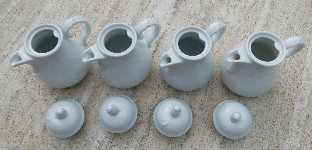 4 x Witte Schonwald Theepot / Koffie Kan, Huis en Inrichting, Keuken | Servies, Overige merken, Nieuw, Ophalen of Verzenden, Porselein