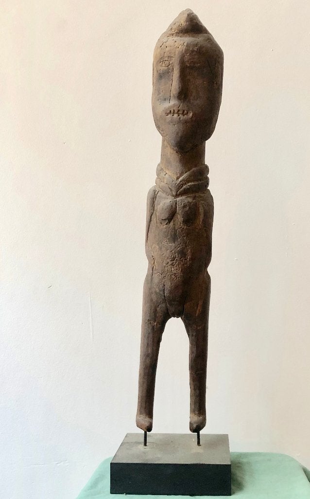 Oud Afrikaans beeld van de Konso of de Lobi, Hout, Afrika, Gesneden, 63 cm