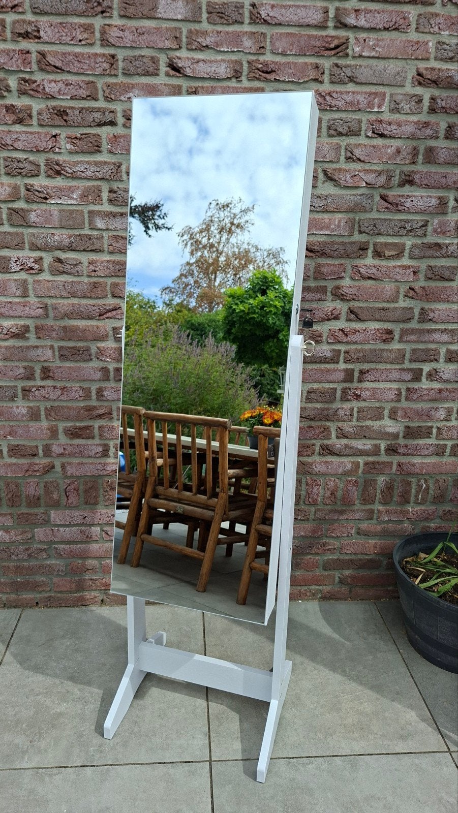 spiegel sierade en make-up kast wit-zwart 41x36,5x154 LxBxH, Huis en Inrichting, Woonaccessoires | Spiegels, Ophalen, Minder dan 50 cm