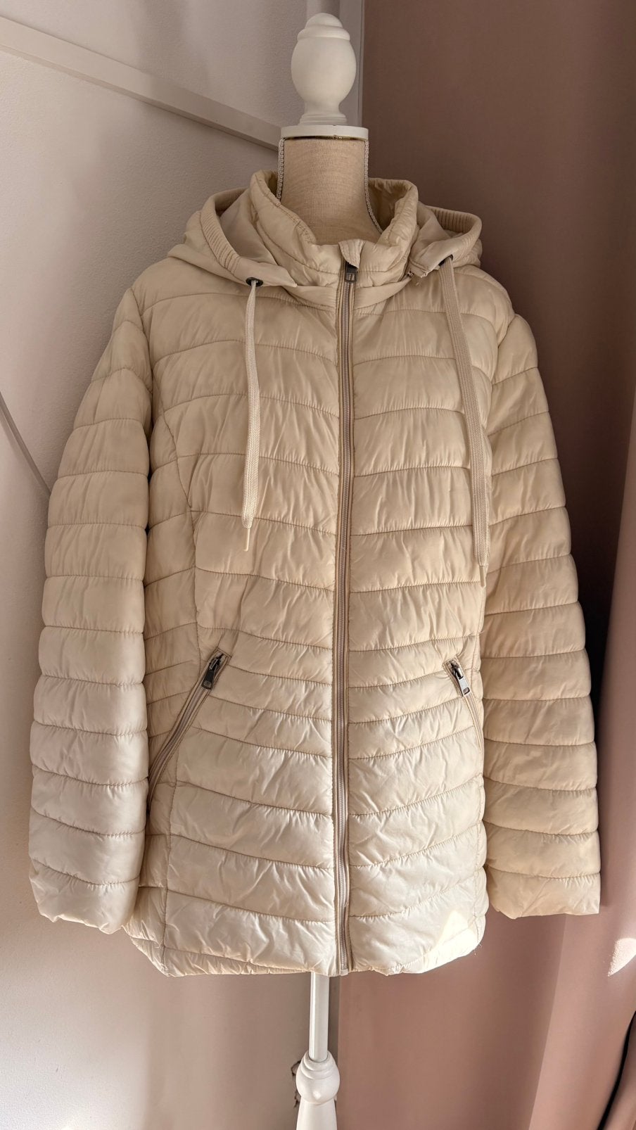 Ms mode jas creme mt 52 zgan, Ophalen, Zo goed als nieuw, Maat 46/48 (XL) of groter, Beige
