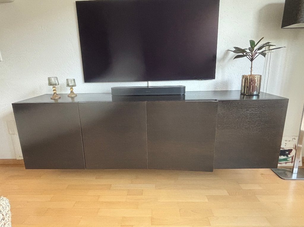 (Zwevend) dressoir/TV meubel donker gelakt eiken (2m), Ophalen, Gebruikt, 150 tot 200 cm, Minder dan 100 cm
