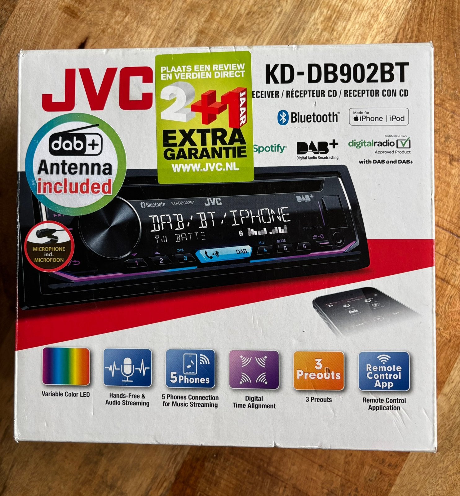 JVC 1DIN USB/CD-autoradio KD-DB902BT, Auto diversen, Autoradio's, Ophalen of Verzenden, Gebruikt