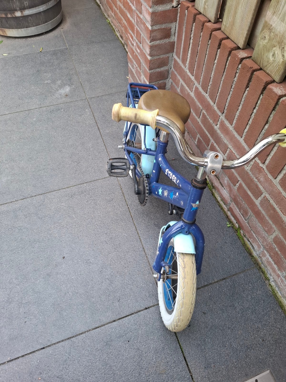Stoer! Kinderfiets 12 inch - Blauw met sterren, Fietsen en Brommers, Ophalen, Terugtraprem, Gebruikt, Stoer!