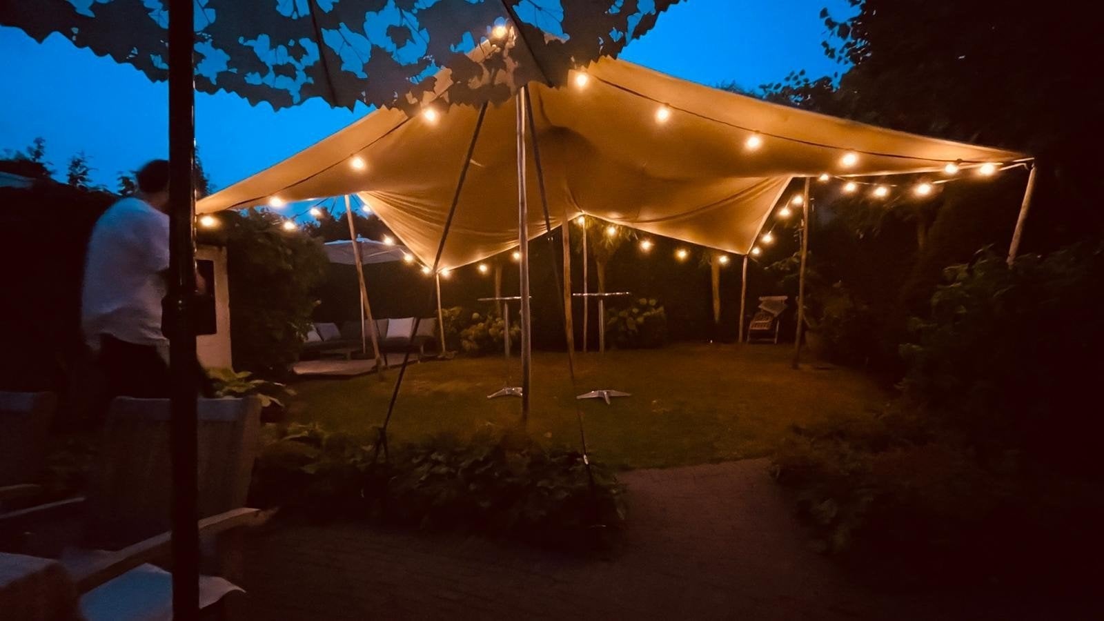 Stretchtent te huur voor TOP PRIJS: 6.5x6.5 of 8.3x4.5, Ophalen