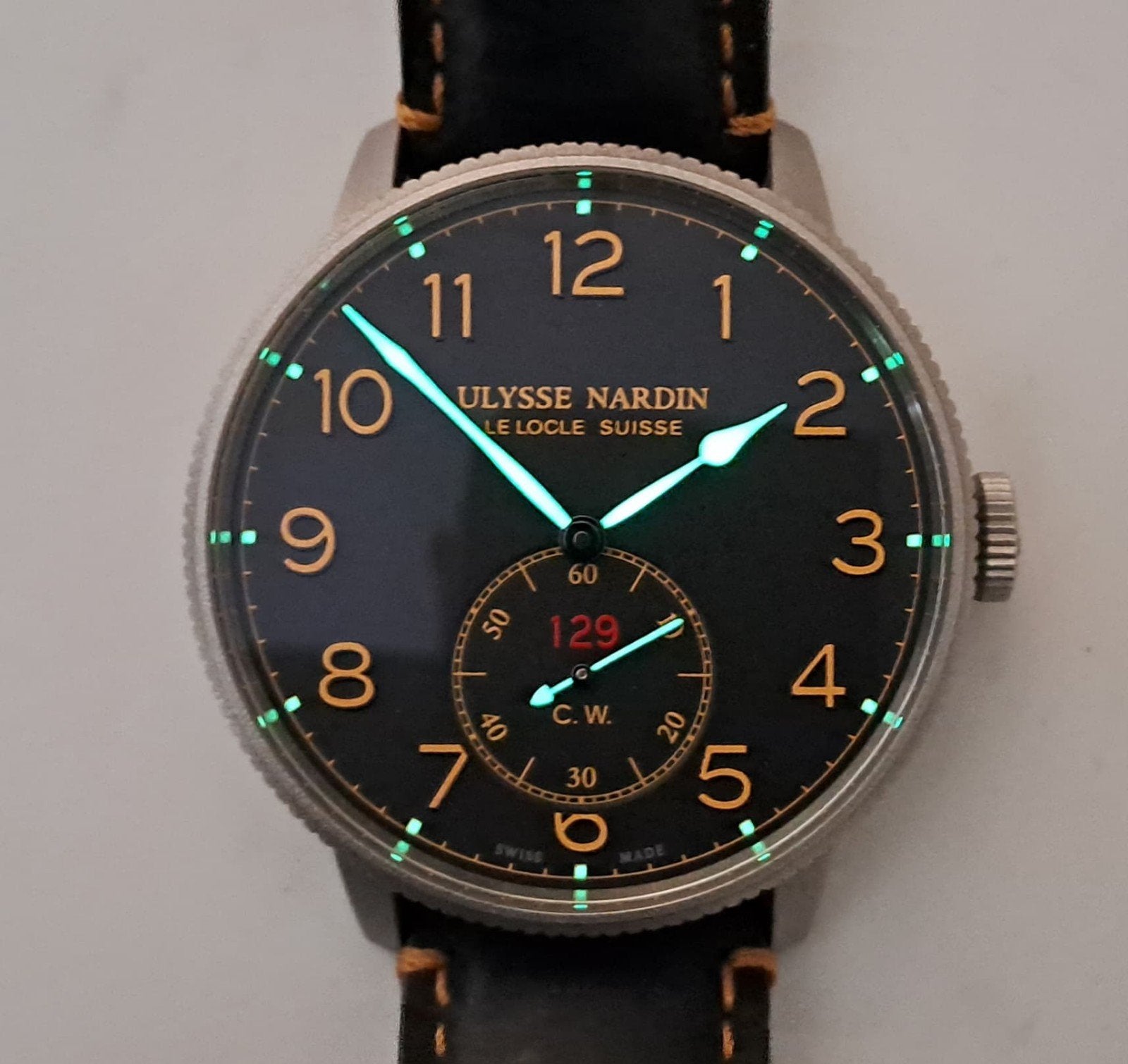 Ulysse Nardin Torpilleur Military, Leer, Staal, Polshorloge, Zo goed als nieuw
