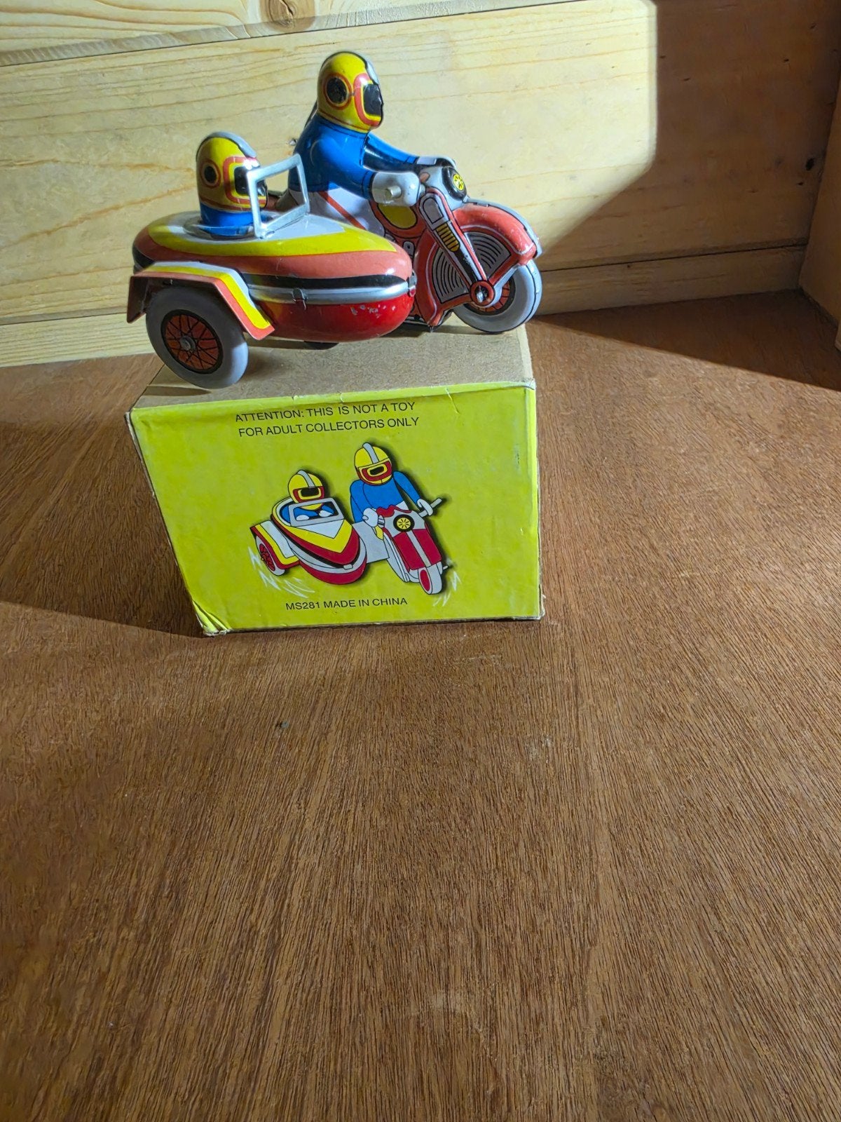 Vintage blikken motor met zijspan - MS281 Made in China, Ophalen of Verzenden, Gebruikt