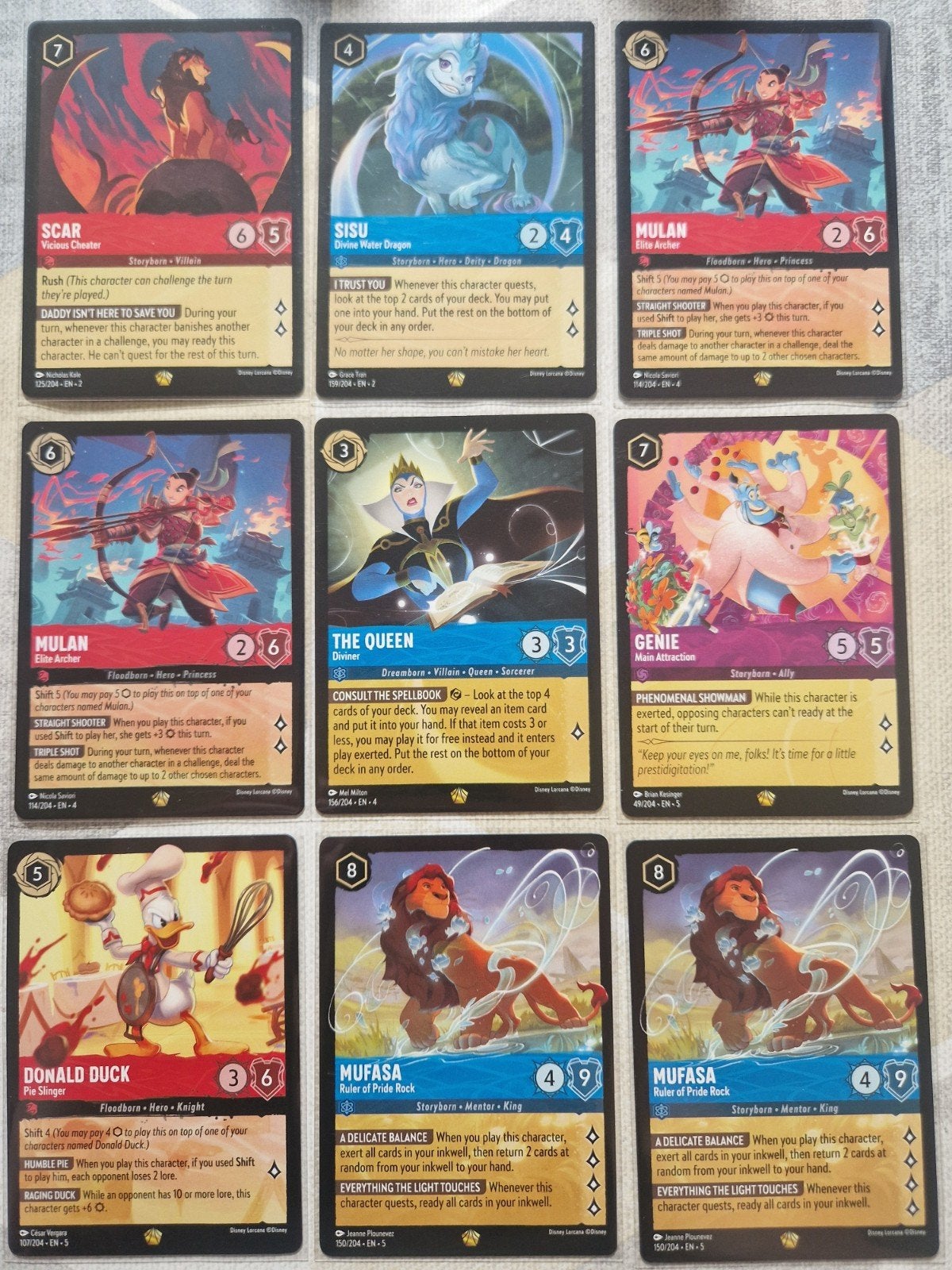 Diversen Legendary nonfoil kaarten zie foto's lorcana disney, Ophalen of Verzenden, Zo goed als nieuw