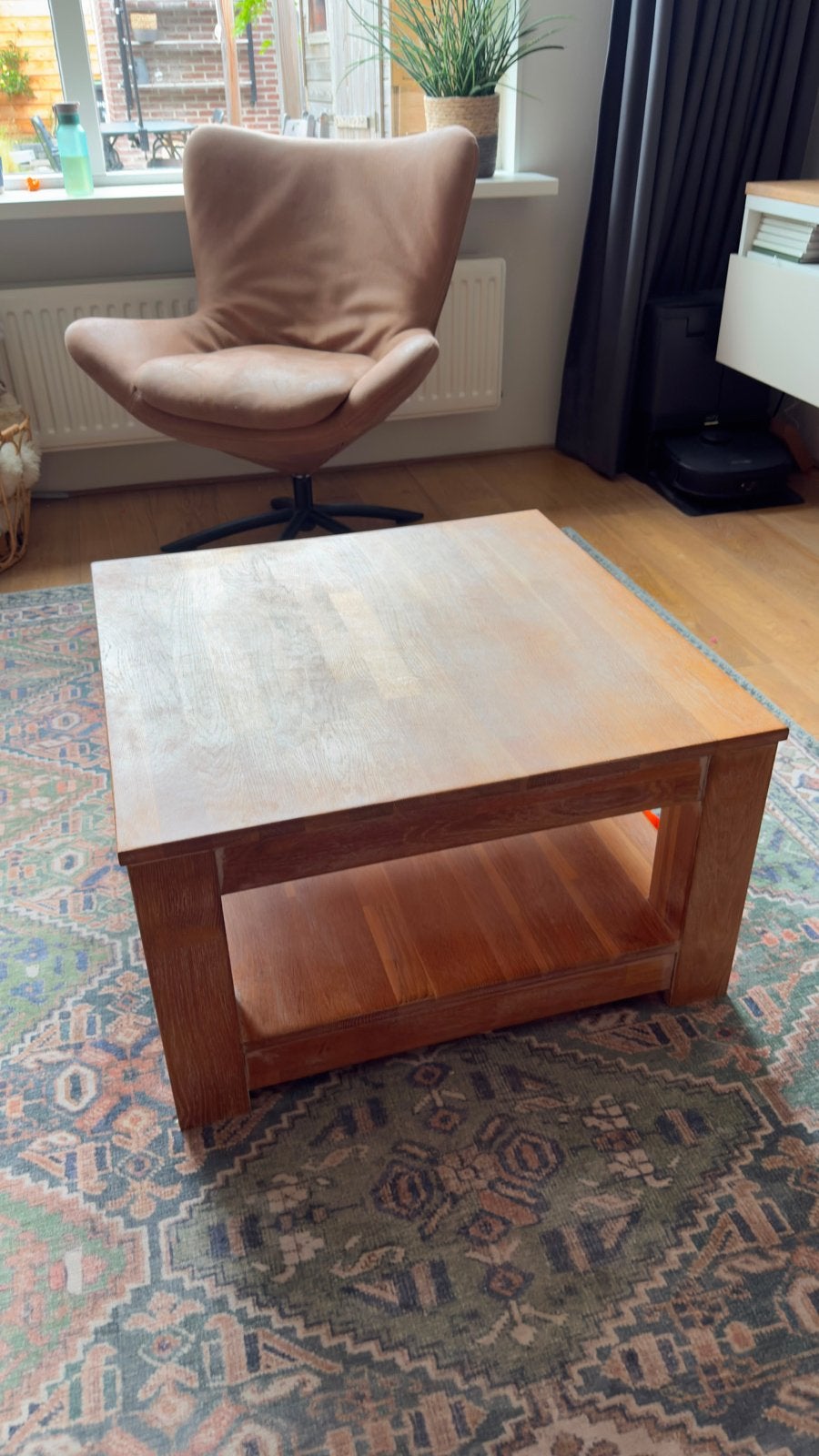 Eikenhouten Salontafel 70x70 cm - Vierkant, Ophalen, Gebruikt, 50 tot 100 cm, 5 – 50