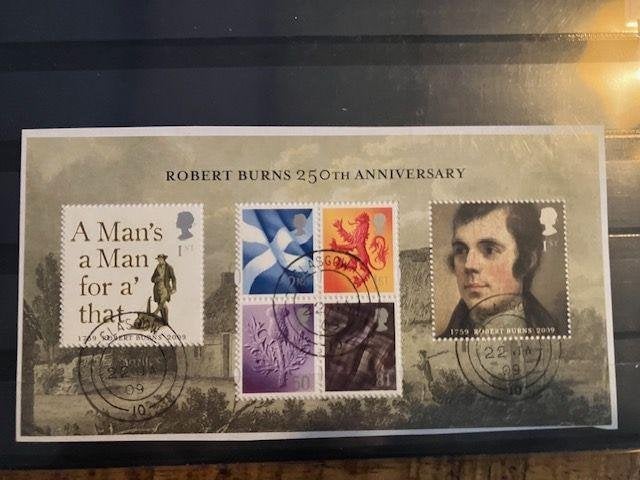 GB Blok Robert Burns, Verzenden, Gestempeld