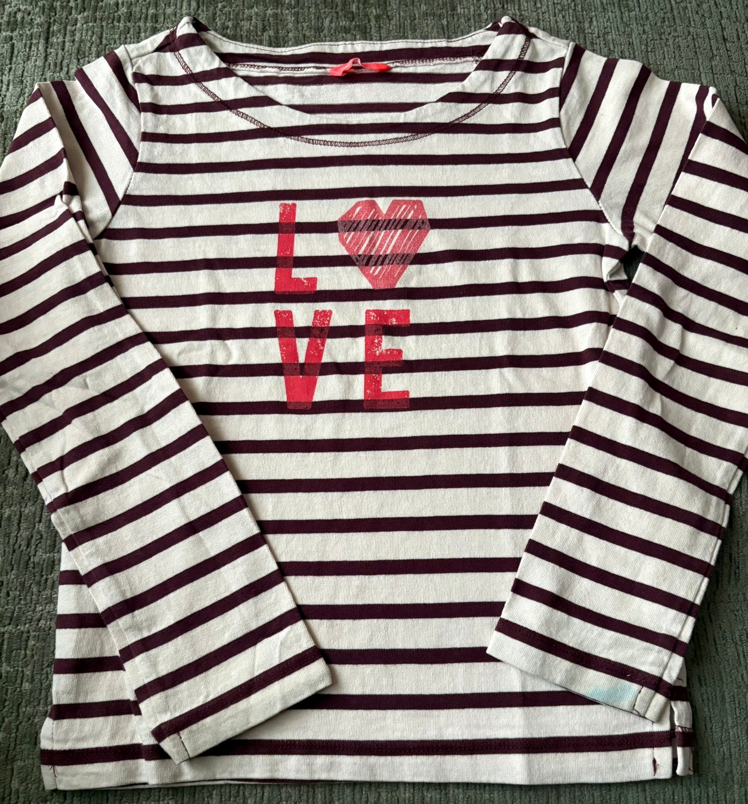 Bordeaux gestreept shirtje, maat 1222/128, meisje, Hema, Kinderen en Baby's, Kinderkleding | Maat 122, Ophalen of Verzenden, Gebruikt