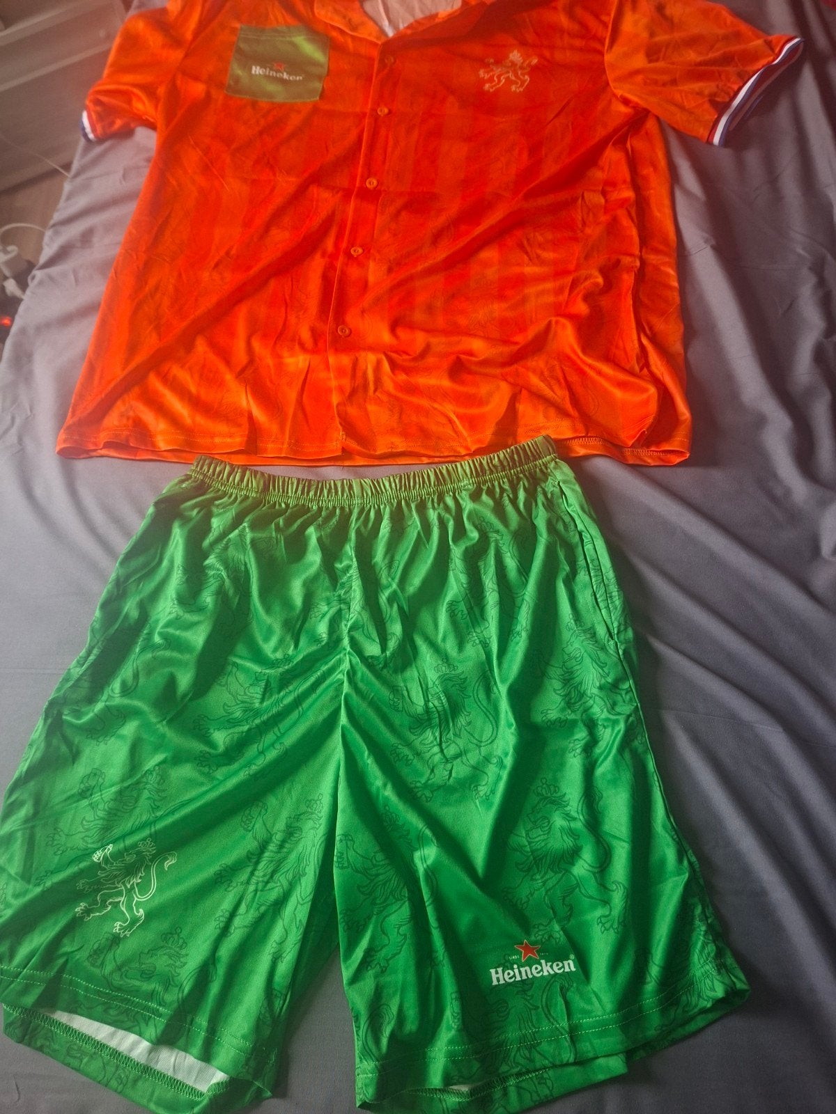 Oranje Heineken voetbaltenue - shirt en broekje, Verzenden, Voetbal, Gedragen, Heineken
