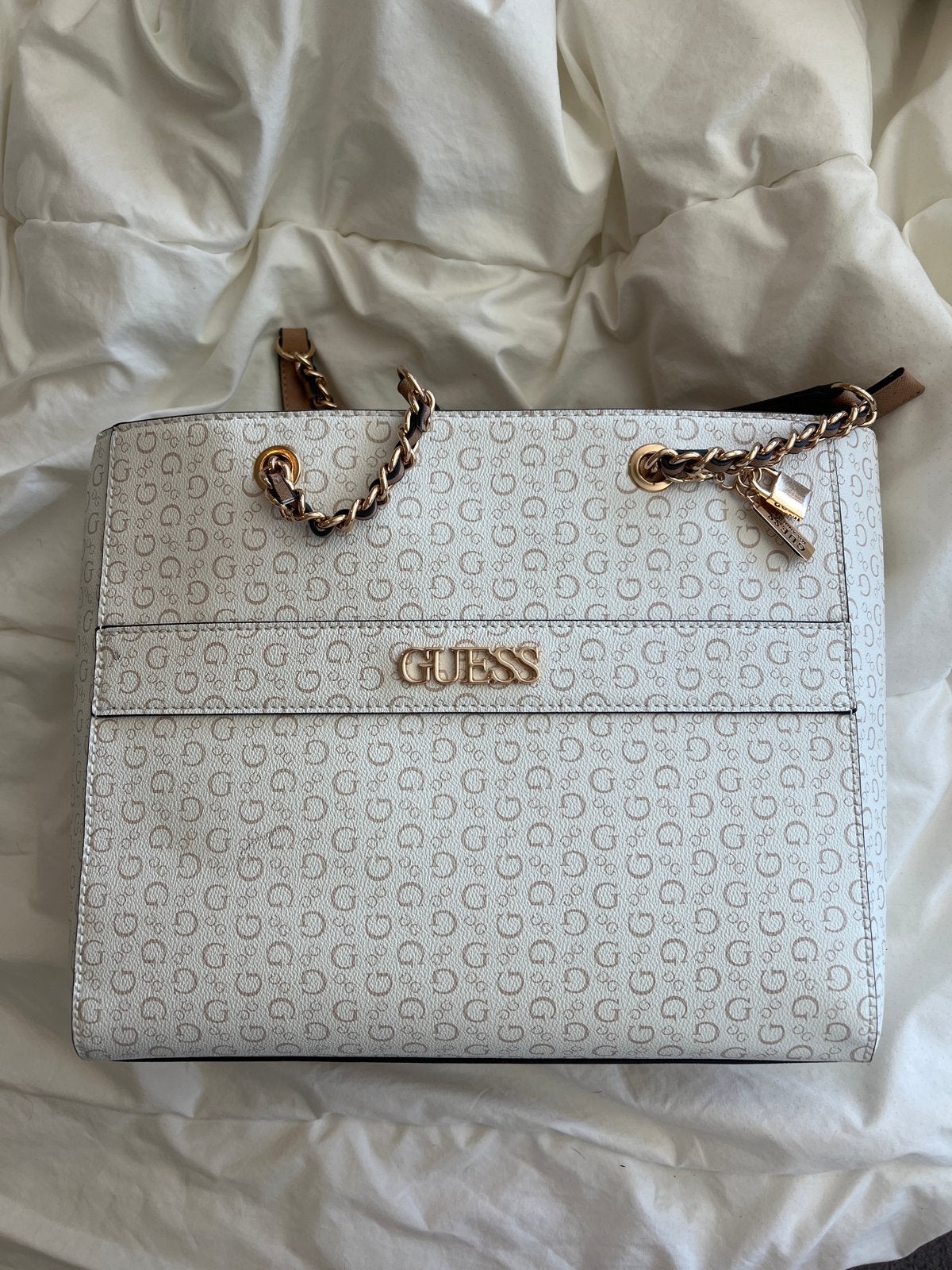 Guess Handtas - Wit met G-logo's en gouden details, Ophalen, Zo goed als nieuw, Wit, Handtas