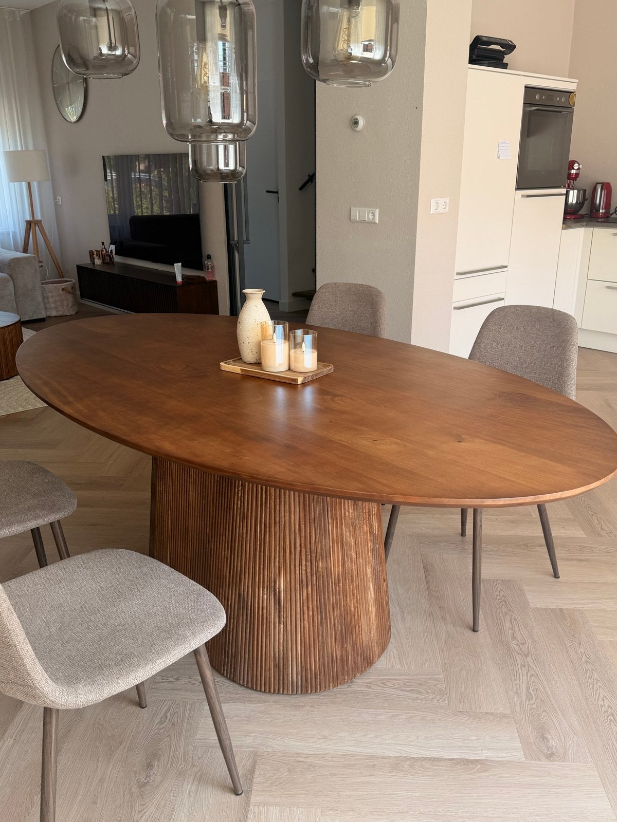 Eetkamertafel Ovaal 200 cm, Ophalen, 100 tot 150 cm, 200 cm of meer, Zo goed als nieuw
