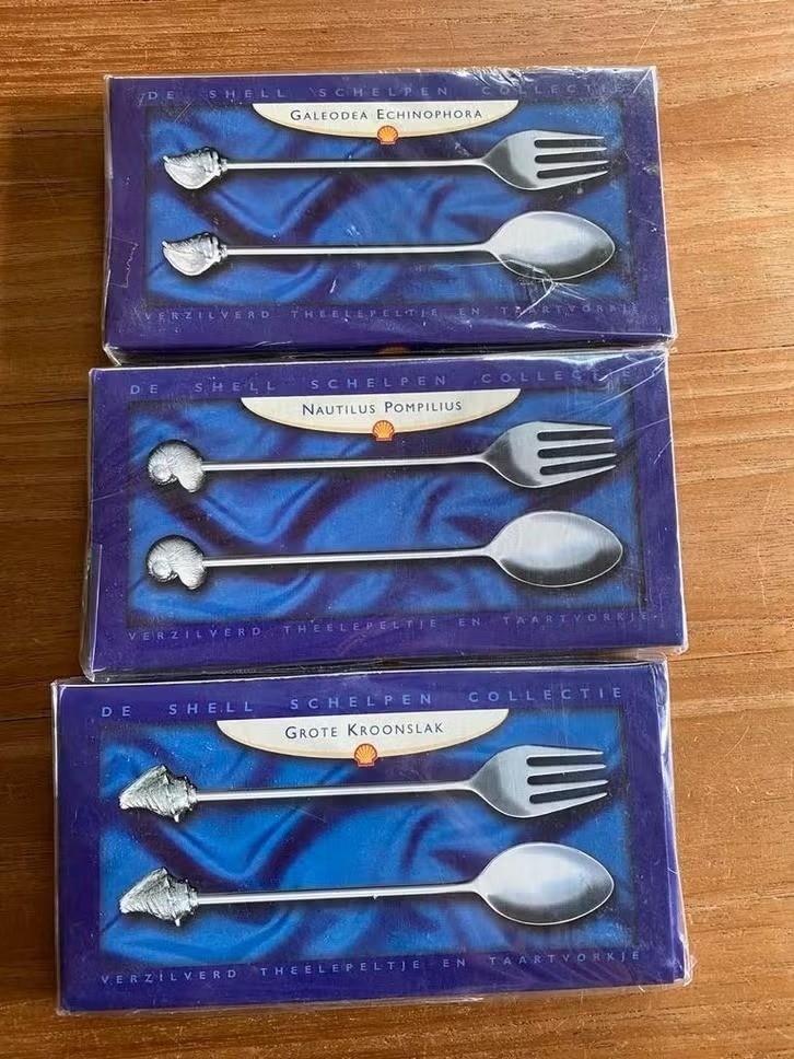 De shell schelpen collectie:verzilverd-lepeltjes en vorkjes, Ophalen of Verzenden, Nieuw, Overige materialen