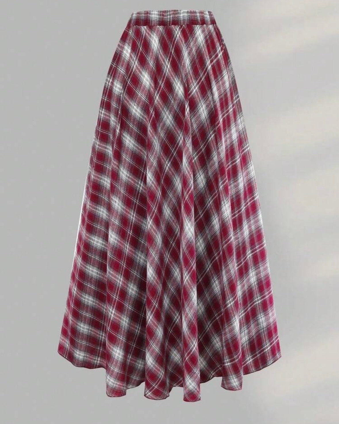 Geruite maxi rok in rood en wit (44-52), Verzenden, Nieuw, Rood