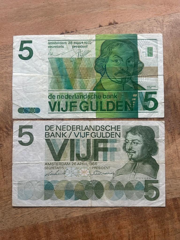 2x 5 gulden biljetten, Ophalen of Verzenden