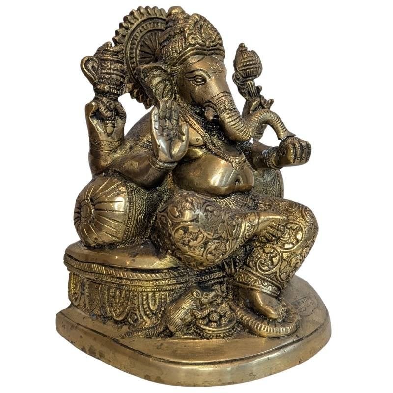 Titel: Antieke bronzen Ganesha – India – 19e eeuw – 112, Gebruikt, 20 cm, Ophalen of Verzenden, Goud