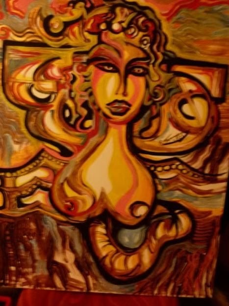 modern naakt kleurrijk op doek 2005, Ophalen, Oorspronkelijke maker, Zo goed als nieuw, Schilderij