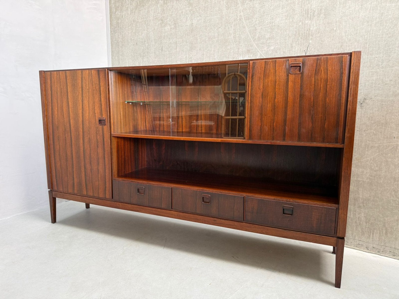 Vintage palissander Fristho Franeker highboard | jaren ’60, Ophalen, Gebruikt, X, Minder dan 100 cm
