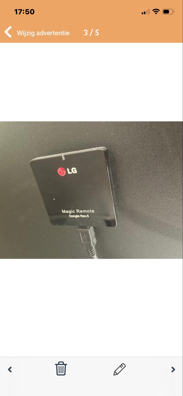 LG Magic Remote Dongle Rev.5 - Afstandsbediening, Ophalen of Verzenden, Zo goed als nieuw, Origineel, Tv