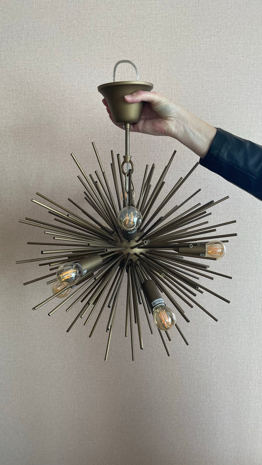 Vintage Sputnik Kroonluchter - 8 Lampen, Ophalen, Gebruikt, Metaal, E27 (groot)