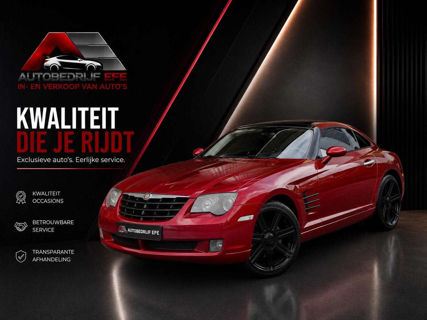 Chrysler Crossfire 3.2 V6, Auto's, Chrysler, Automaat, Gebruikt, Zwart, 2 stoelen