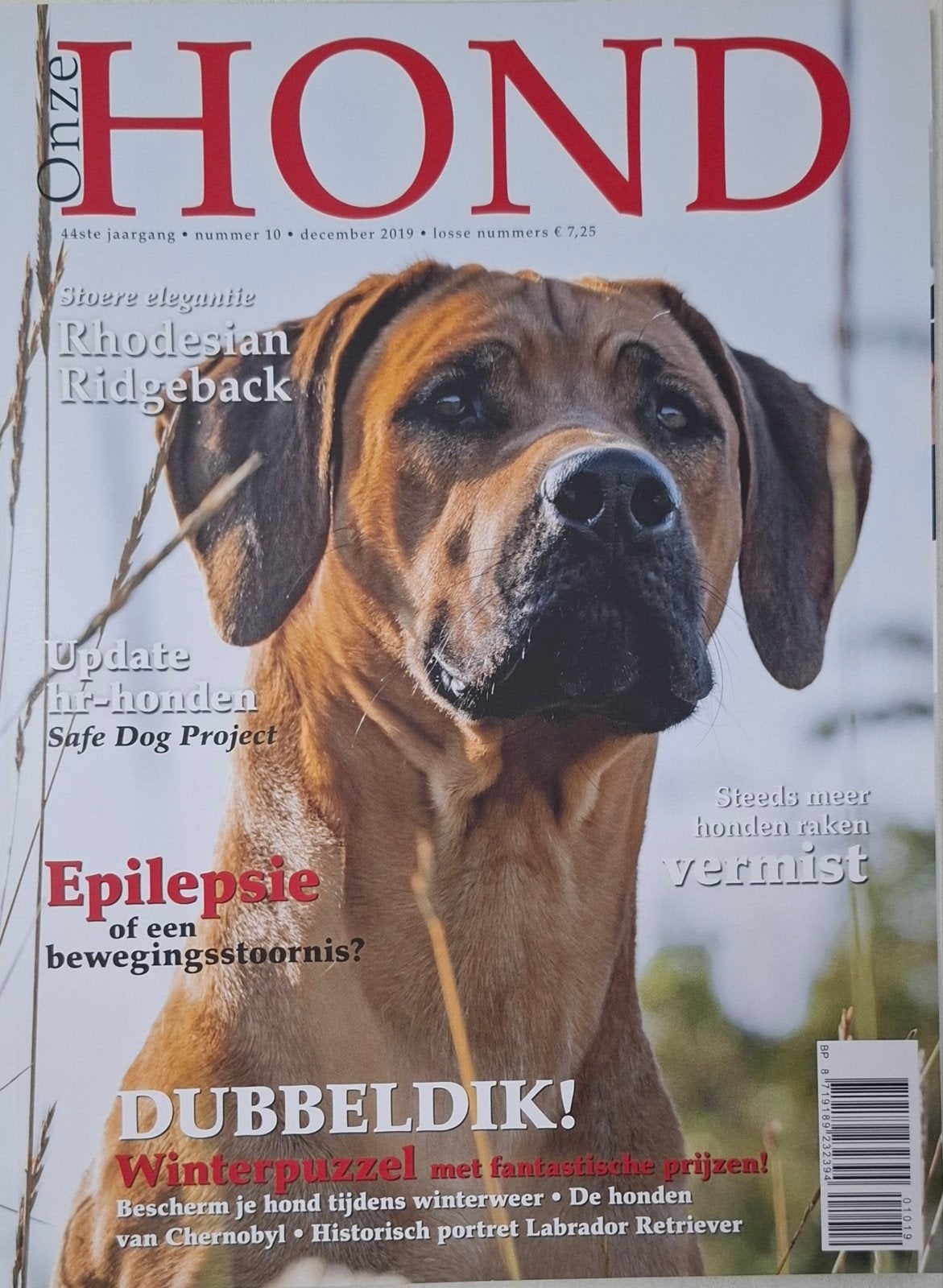 Onze Hond 2019 nr 10 - Rhodesian Ridgeback, Ophalen of Verzenden, Nieuw, Honden