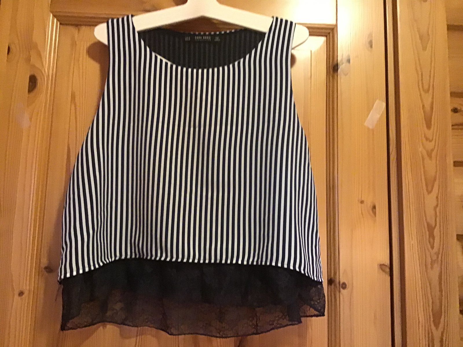 Top blauw wit gestreept met kant onderaan Zara M, Maat 38/40 (M), Blauw, Ophalen of Verzenden, Zo goed als nieuw